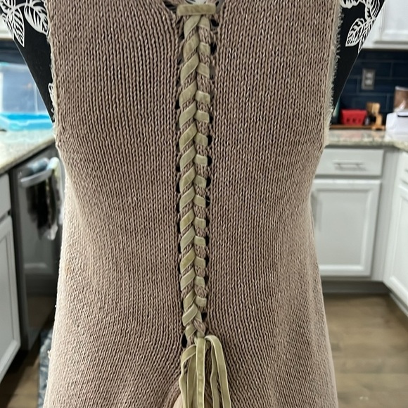 FREE PEOPLE Knit Tank Top with Embellished Yoke & Velvet Ribbon - Picture 4 of 9